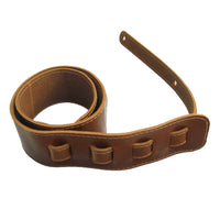 Adjustable Guitar Strap II Full Grain Buffalo Leather Stitched Acoustic or Electric - Tan