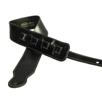 Adjustable Guitar Strap II Full Grain Buffalo Leather Stitched Acoustic or Electric - Black
