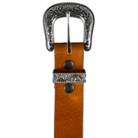 1.5" (38mm) Tan Western Style Leather Belt Handmade in Canada by Zelikovitz