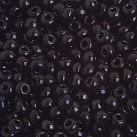 6/0 Opaque Black Jewel Glass Seed Beads 40 Grams
