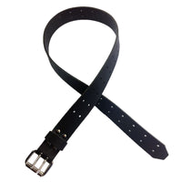 1.5" Black Full Grain Oiled Buffalo Leather Belts 2 Prong Double Holes