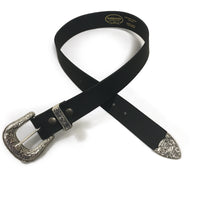 1.5" (38mm) Black Western Style Leather Belt Handmade in Canada by Zelikovitz Size 26 - 60