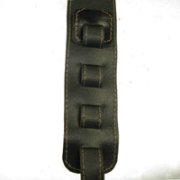 Adjustable Guitar Strap II Full Grain Buffalo Leather Stitched Acoustic or Electric - Black