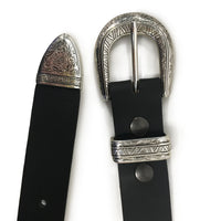 1.25" (32mm) South Western Style Buffalo Leather Belts - Black  Size 26 - 60