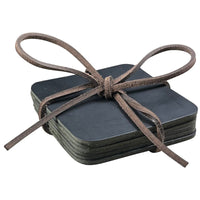 Square Coasters - Black Leather Coasters - Made in Canada