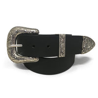 1.5" (38mm) Black Western Style Leather Belt Handmade in Canada by Zelikovitz Size 26 - 60