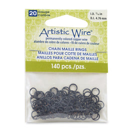 20 Gauge Artistic Wire, Chain Maille Rings, Round, Black, 3/16 in (4.76 mm), 140 pc