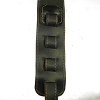 Adjustable Guitar Strap II Full Grain Cowhide Leather Stitched Acoustic or Electric - Black