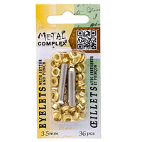 Eyelets with Setter and Punch 3.5mm Hole Gold 36pcs