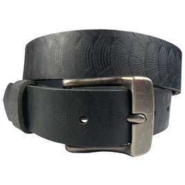 1.25"(32mm) Embossed Reptile Weave Black Buffalo Leather Belt Handmade in Canada by Zelikovitz Size 26-46