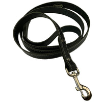 6 Foot Black Leather Dog Leash Basketweave - 1" wide