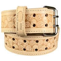 Leather Carpenters Tool Belt - Embossed Skulls and Stitched