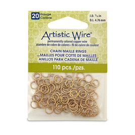 20 Gauge Artistic Wire Chain Maille Rings Round Brass 3/16 in (4.76 mm) 110pc