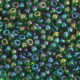 Image of 65401662 - 6/0 Tr. Dark Green Ab  Glass Seed Beads  40 Grams