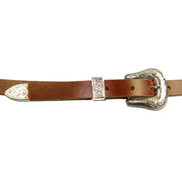 3/4" (19mm) Tan Western Style Leather Belt Handmade in Canada by Zelikovitz