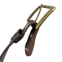 1.5"(38mm) Embossed Geometric Weave Brown Buffalo Leather Belt Handmade in Canada by Zelikovitz Size 26-46