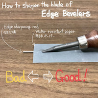 Oka Edge Beveler Tool Sharpener Honing Rod, with Sandpaper & Jewellers Rouge, for Leatherworking
