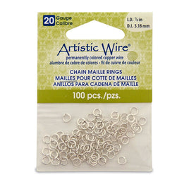 20 Gauge Chain Maille Rings, Round, Tarnish Resistant Silver, 1/8 in (3.18 mm) 100 pc