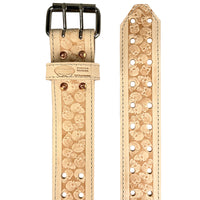 Leather Carpenters Tool Belt - Embossed Skulls and Stitched