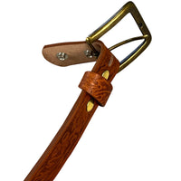 1.5"(38mm) Embossed Oak Full Grain Leather Belt Handmade in Canada by Zelikovitz Size 26-46