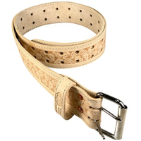 Leather Carpenters Tool Belt - Embossed Skulls and Stitched