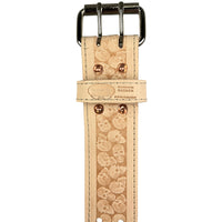 Leather Carpenters Tool Belt - Embossed Skulls and Stitched