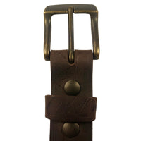 1.25"(32mm) Embossed Geometric Weave Brown Buffalo Leather Belt Handmade in Canada by Zelikovitz Size 26-46