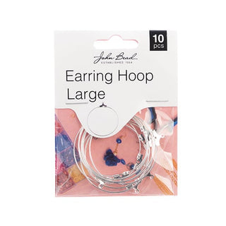 Earring Hoop Large (38mm) Silver 10 pcs