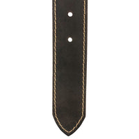 1.5"(38mm) Brown Solid Buffalo Leather Stitched Belt Handmade in Canada by Zelikovitz Size 26 - 60