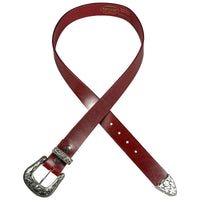 1.5" (38mm) Cherry Western Style Leather Belt Handmade in Canada by Zelikovitz