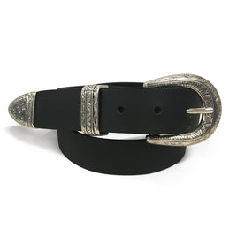 1.25" (32mm) South Western Style Buffalo Leather Belts - Black  Size 26 - 60