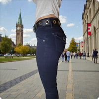 The Ottawa -1.5"(38mm) Black Solid Buffalo Leather Grommet Belt Handmade in Canada by Zelikovitz