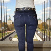 The Ottawa -1.5"(38mm) Black Solid Buffalo Leather Grommet Belt Handmade in Canada by Zelikovitz