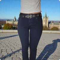 The Ottawa -1.5"(38mm) Black Solid Buffalo Leather Grommet Belt Handmade in Canada by Zelikovitz