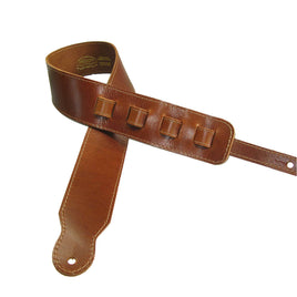 Adjustable Guitar Strap II Full Grain Buffalo Leather Stitched Acoustic or Electric - Tan