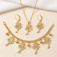 Rhinestone Palm Tree Charm Gold