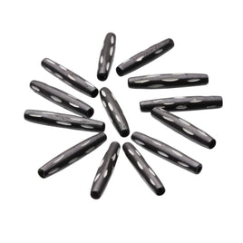 Black/White Engraved Bone Pipe Bead 6mm - 10 Pack