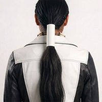 Leather Ponytail Wrap - 6" Black/Red/White