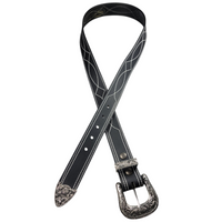 1.5" (38mm) Black Western Style Gunslinger Leather Belt Handmade in Canada by Zelikovitz