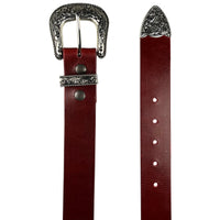 1.5" (38mm) Cherry Western Style Leather Belt Handmade in Canada by Zelikovitz