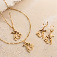 Hummingbird Flower Charm Gold
