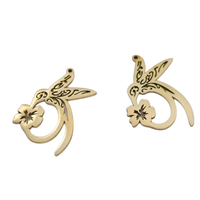 Hummingbird Flower Charm Gold