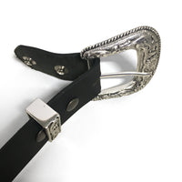 1.5" (38mm) Black Western Style Leather Belt Handmade in Canada by Zelikovitz