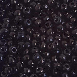 6/0 Opaque Black Czech Glass Seed Beads 40 Grams