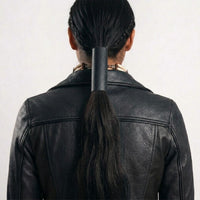 Leather Ponytail Wrap - 6" Black/Red/White