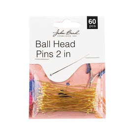 Ball Head Pins 2in 22ga(0.025) Gold 60pcs