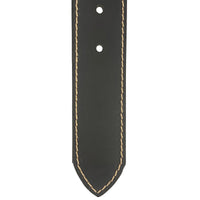 1.5"(38mm) Black Solid Buffalo Leather Stitched Belt Handmade in Canada by Zelikovitz Size 26 - 60