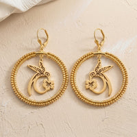 Hummingbird Flower Charm Gold