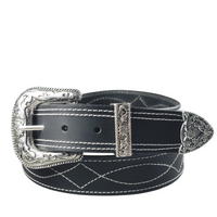 1.5" (38mm) Black Western Style Gunslinger Leather Belt Handmade in Canada by Zelikovitz