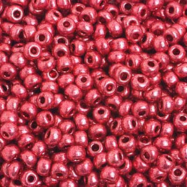 6/0 Metallic Red Czech Glass Seed Beads 40 Grams